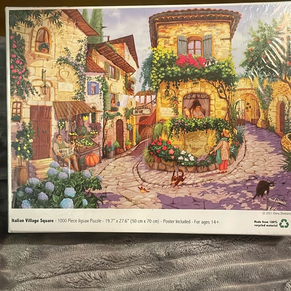 Littlefeet Direct Other - 1000 Pieces Puzzle 19.7”X 27.6” “Italian Village Square” Factory Sealed w poster